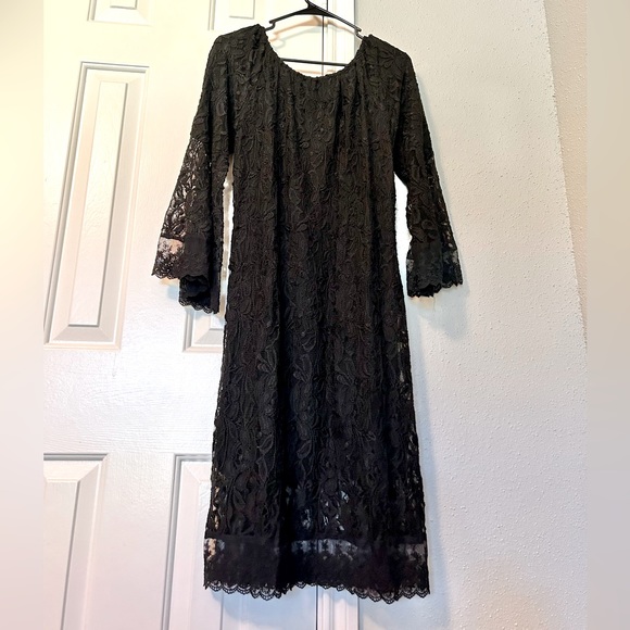 L&B Black Lace Western Style Dress Size S/M - Picture 15 of 16